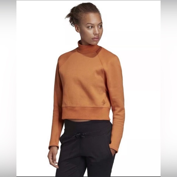 adidas Tops - Adidas | Varsity | MockNeck | Burnt Orange | Pullover| Crop Sweatshirt | Size L